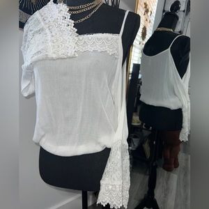 Off white off shoulder flare sleeves blouse